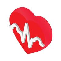 Heartbeat isometric 3d icon vector