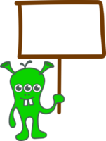 Simple, Funny Cartoon Character Holding a Signage, Signpost in the hand png