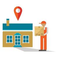 Delivery man with box vector