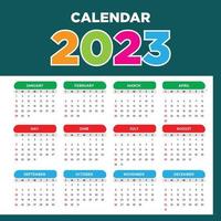 Colorful Calendar year 2023 vector design template