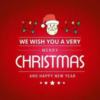 Merry Christmas card with red background and typography vector