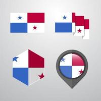 Panama flag design set vector