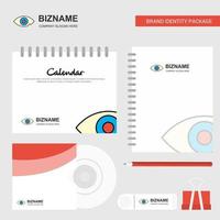 Eye Logo Calendar Template CD Cover Diary and USB Brand Stationary Package Design Vector Template