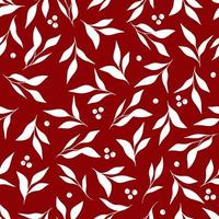 Seamless Christmas patterns with branches and berries. Vector illustration.