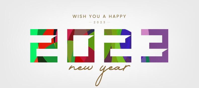 Happy New Year 2023 concept with number of the year 2023 and colorful in it on white background. vector
