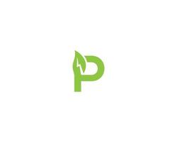 plantilla de vector moderno creativo de diseño de logotipo de letra p de energía eléctrica verde.