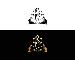 Beauty Education Logo Design With Book Symbol Vector Template.