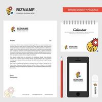 Bulb setting Business Letterhead Calendar 2019 and Mobile app design vector template