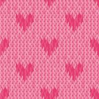 Seamless background with heart knitting yarn pattern. Knitting pattern for decoration. Wrapping paper pattern. Vector pattern.