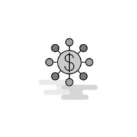 Dollar network Web Icon Flat Line Filled Gray Icon Vector