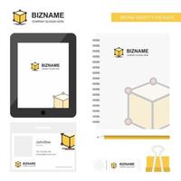 Cube Business Logo Tab App Diary PVC Employee Card and USB Brand Stationary Package Design Vector Template