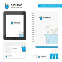 Beaker Business Logo Tab App Diary PVC Employee Card and USB Brand Stationary Package Design Vector Template