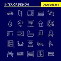 Interior Design Hand Drawn Icons Set For Infographics Mobile UXUI Kit And Print Design Include Carpet Furniture Household Window Home House Door Entrance Eps 10 Vector