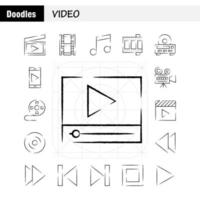 video paquete de iconos dibujados a mano para diseñadores y desarrolladores iconos de director entretenimiento película video película película video multimedia vector