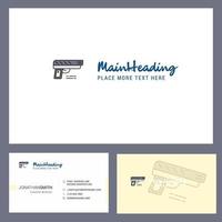 Gun Logo design with Tagline Front and Back Busienss Card Template Vector Creative Design