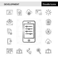 Set of 17 Development handdrawn icon set vector