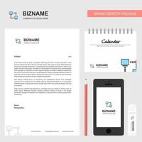 Computer networks Business Letterhead Calendar 2019 and Mobile app design vector template