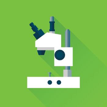 microscopio, plano, icono vector