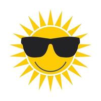 Sun with glasses icon vector