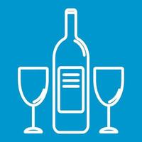 Wine bottle and glases thin line icon vector