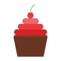 Cherry cupcake icon flat vector. Birthday cup vector