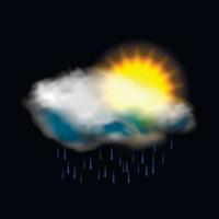 sol, nube, y, lluvia, tiempo, icono vector