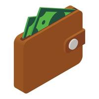 Wallet and money isometric icon vector