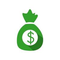 icono de vector de logotipo de bolsa de dinero un saco de bolsa de dinero en blanco y negro con signo de dólar