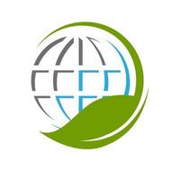 green leaf and global globe logo design vector illustrations