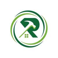 logotipo de reparación de viviendas con herramientas de mantenimiento y concepto de construcción de viviendas vector