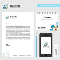 Protected chat Business Letterhead Calendar 2019 and Mobile app design vector template