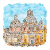 Rome Italy Watercolor sketch hand drawn illustration vector