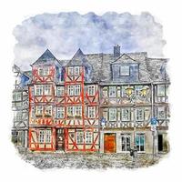 Wetzlar Germany Watercolor sketch hand drawn illustration vector