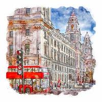 Parliament Square London Watercolor sketch hand drawn illustration vector