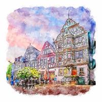 Idstein Germany Watercolor sketch hand drawn illustration vector