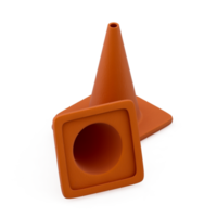 Isometric warning cone 3D render png