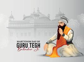 estandarte del gurú tegh bahadur sikh noveno gurú shahidi diwas vector