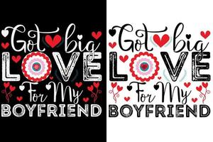 me encantan mis camisetas con citas o el diseño de camisetas de San Valentín vector