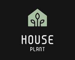 Houseplant House Plant Home Leaf Housing Garden Nature Organic Vintage Hipster Vector Logo Design