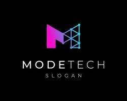 Letter M Connection Technology Digital Network Futuristic Structure Shape Vector Logo Design