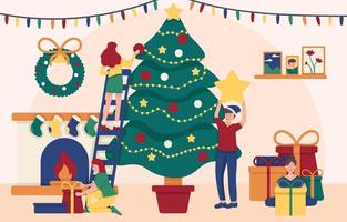 Christmas Tree Decorating vector