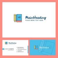 Book and pencil Logo design with Tagline Front and Back Busienss Card Template Vector Creative Design