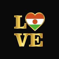 Love typography Niger flag design vector Gold lettering