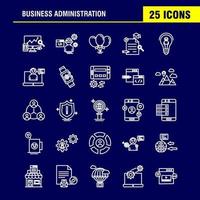 Business Administration Line Icons Set For Infographics Mobile UXUI Kit And Print Design Include Monitor Computer Screen Search Avatar Gear Website Engine Eps 10 Vector