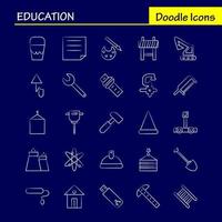 Education Hand Drawn Icons Set For Infographics Mobile UXUI Kit And Print Design Include Crane Lift Lifting Hook Hardware Wrench Tools Hardware Collection Modern Infographic Logo and Picto vector