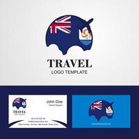 logotipo de la bandera de anguila de viaje y diseño de tarjeta de visita vector