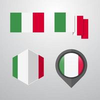 Italy flag design set vector