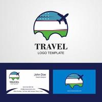 Travel Uzbekistan Flag Logo and Visiting Card Design vector