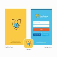 Company Protected Splash Screen and Login Page design with Logo template Mobile Online Business Template vector