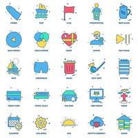 25 conjunto de iconos de color plano de mezcla de concepto de negocio vector